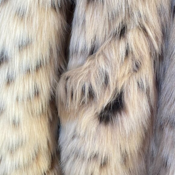 ASOS Faux Fur Coat in Cream and Brown - Picture 5 of 14